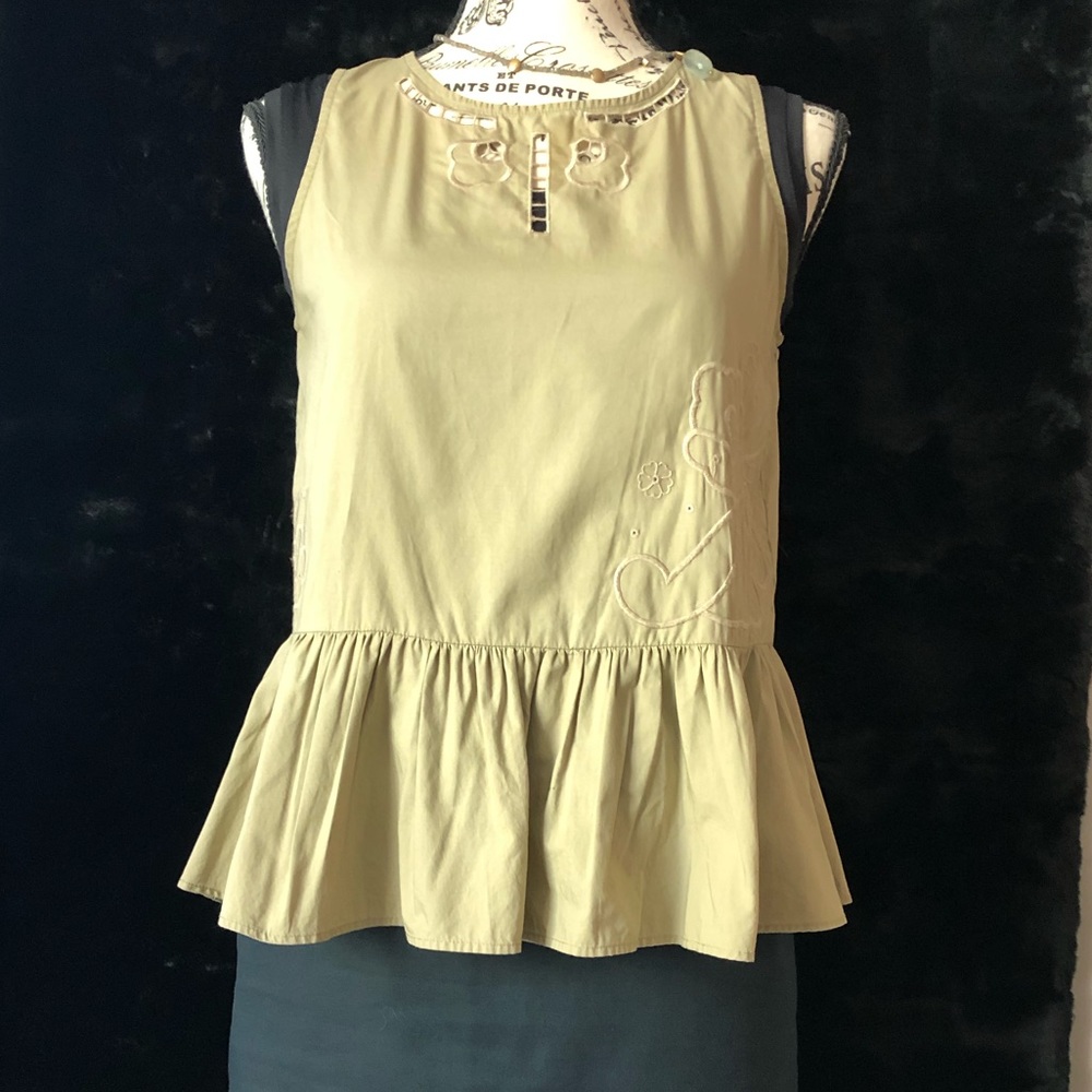 Madewell Embroidered peplum Blouse